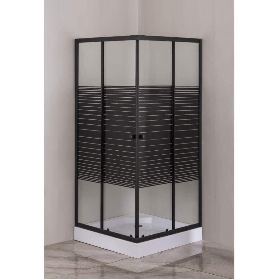 Tus paravan 80x80 - HYDROFIT BLACK [6mm - sa crnim linijama]